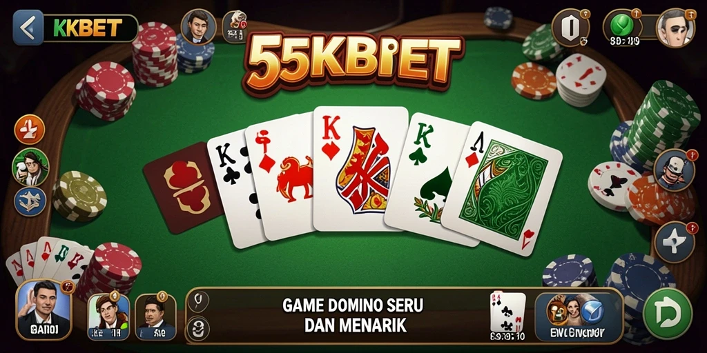 Screenshot 55KBET menampilkan aksi seru permainan Domino.