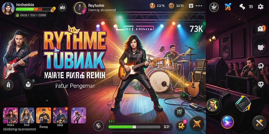 Tampilan gameplay 73K dengan interaksi musik yang seru.