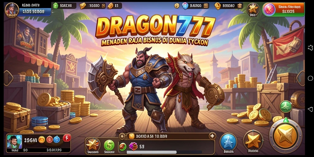 Screenshot gameplay DRAGON777 menunjukkan keseruan mengelola bisnis Tycoon.